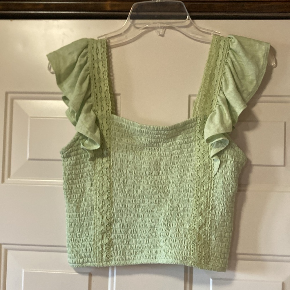 Small SO Brand Pale Green Smocked Crop Top